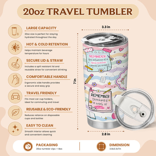 Teacher Notes Tumbler - Inspirational Sticky Notes for Teachers - Custom Teacher Name Travel Mug, Teacher Appreciation Gift