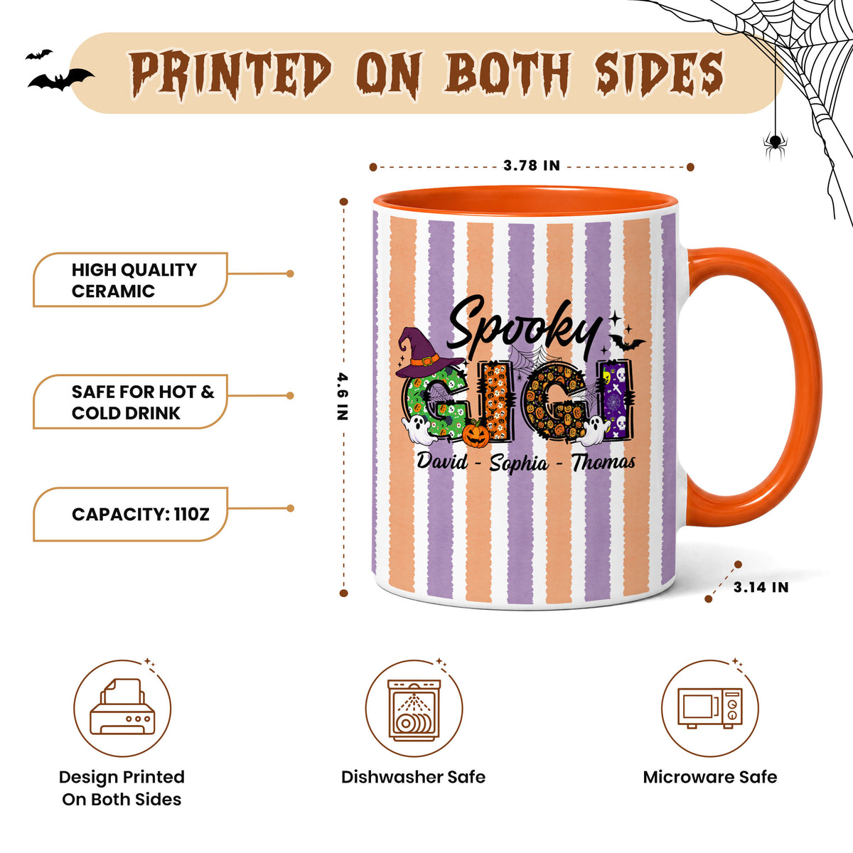 Personalized Halloween Accent Mug - Spooky Gigi Mug - Custom Name Coffee Cup - Halloween Gift for Family Members