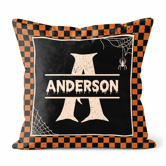 Personalized Halloween Initial Pillow - Custom Letter Name Throw Pillow - Monogram Fall Home Decor, Halloween Gift for Family