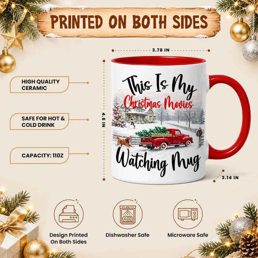 Christmas Movie Mug, Red Truck Christmas Tree Coffee Mug, Holiday Gift for Family