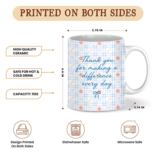 Personalized Teach Love Inspire Teacher Mug with Custom Name, Teacher Appreciation Coffee Mug, Thank You Teacher Gift, Back to School Gift