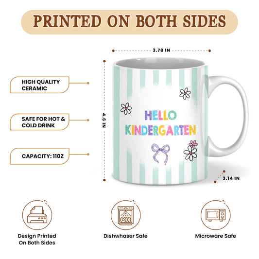 Personalized Hello Kindergarten Mug with Custom Grade & Name, Cute Goose School Coffee Mug, First Day of School Gift for Kids Students