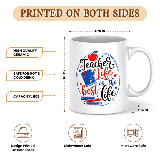 Personalized Teacher Mug - Teacher Life Is The Best Life - Back To School Custom Gift for Teachers