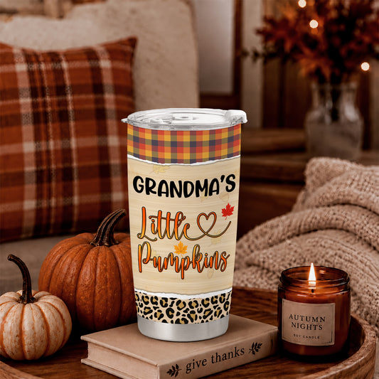Personalized Thanksgiving Tumbler - Grandma's Little Pumpkins - Fall Gift for Grandma, Mom