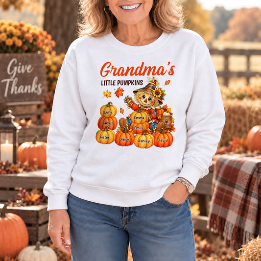 Personalized Thanksgiving Shirt - Custom Grandma's Little Pumpkins - Fall Gift for Grandma, Mom