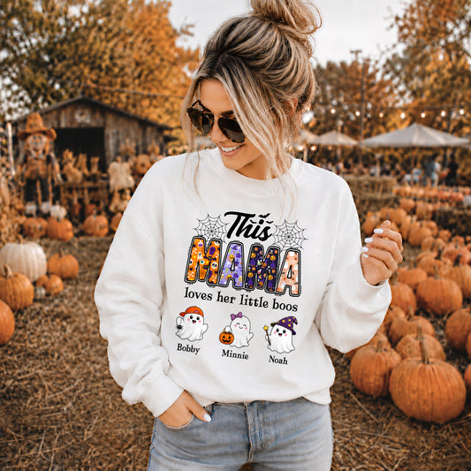 Personalized Halloween Mama Shirt - This Mama Loves Her Little Boos - Spooky Season Gift for Mom, Grandma