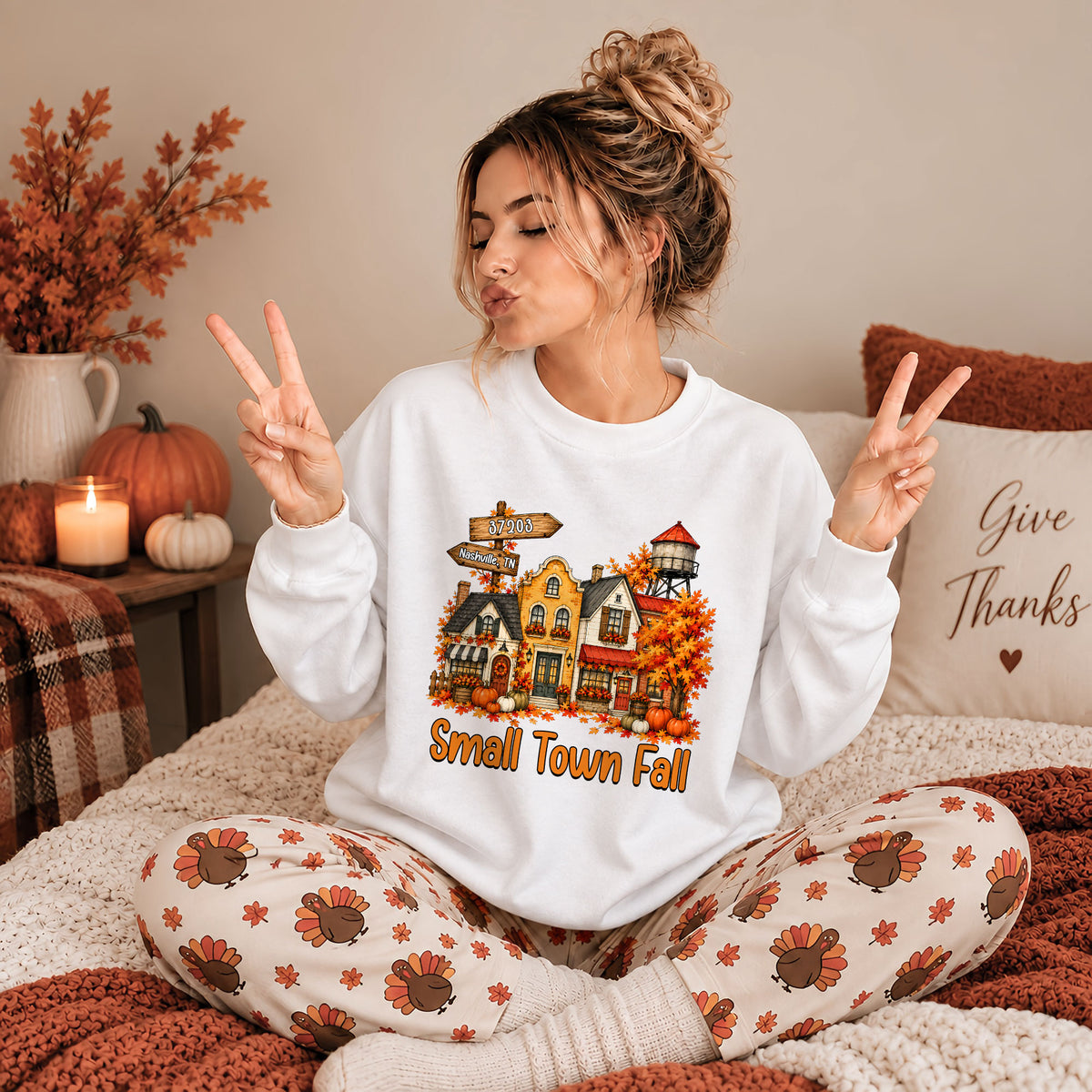 Personalized Thanksgiving Shirt - Small Town Fall Pumpkin Hayrides - Pumpkin Farm Trendy Gift For Friends
