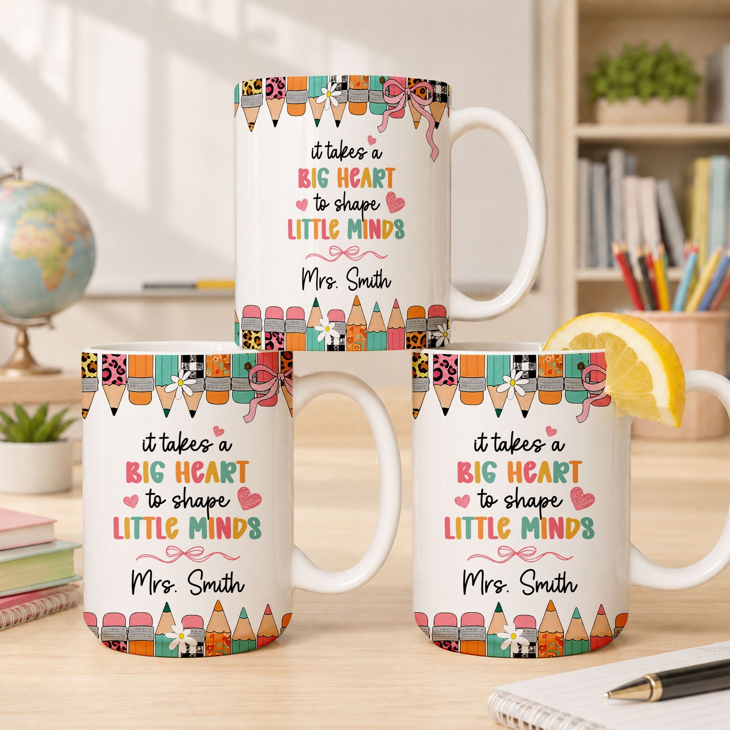Back to School Personalized Teacher Mug, Custom Name Coffee Mug, Teacher Appreciation Gift for Preschool, Kindergarten & Elementary Teachers