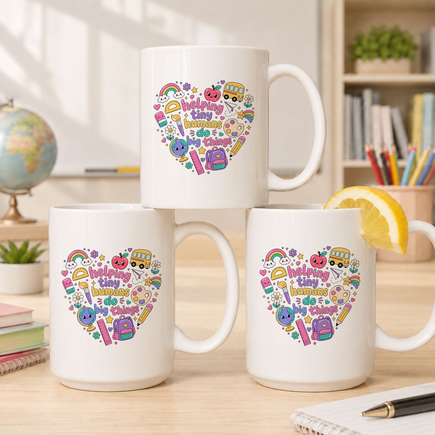 Colorful Groovy Teacher Mug - Helping Little Minds Grow - Personalized Teacher Coffee Cup - Back To School Teacher Gift