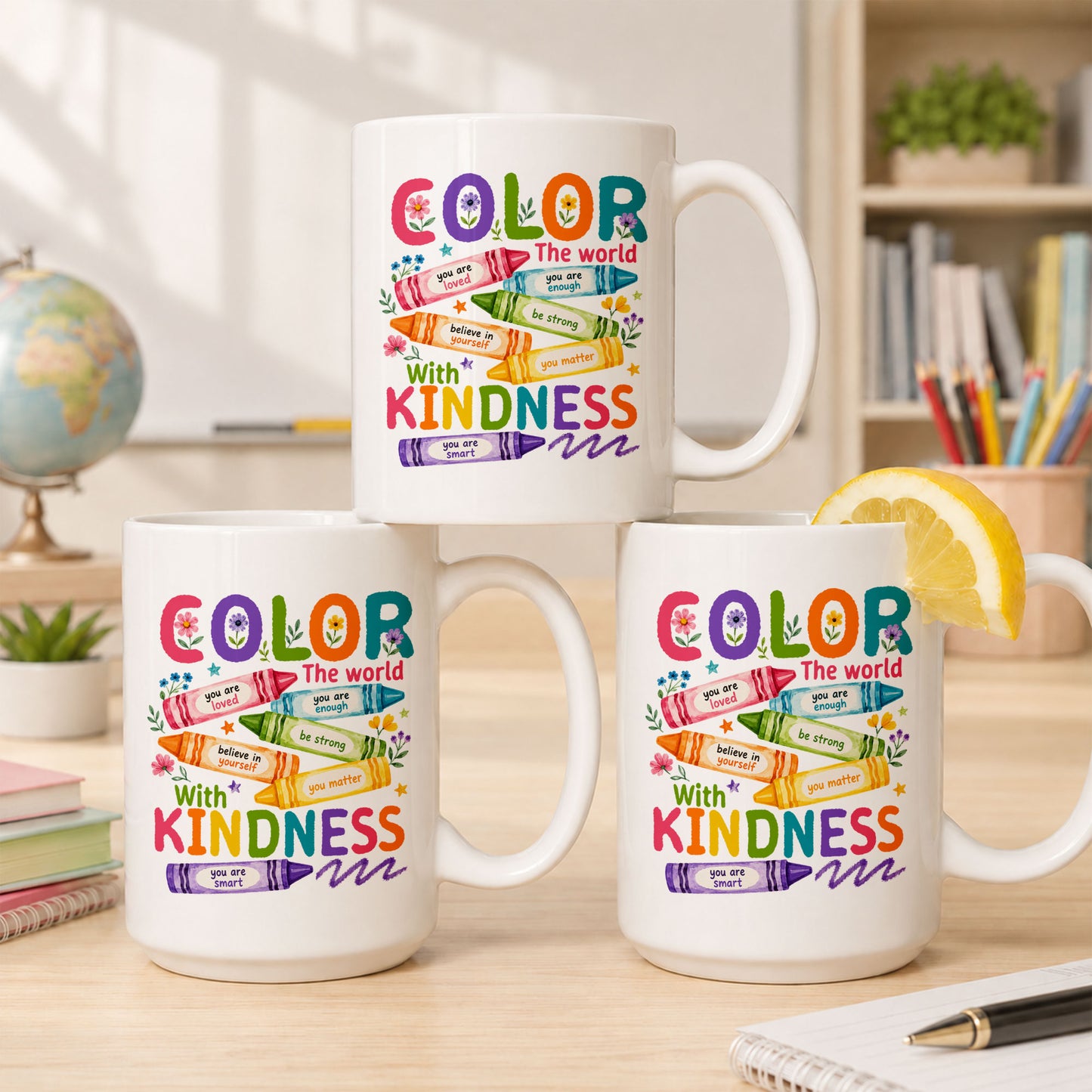 Back To School - Personalized Teacher Mug - Color The World With Kindness - Custom Name Coffee Mug, Appreciation Gift for Teachers