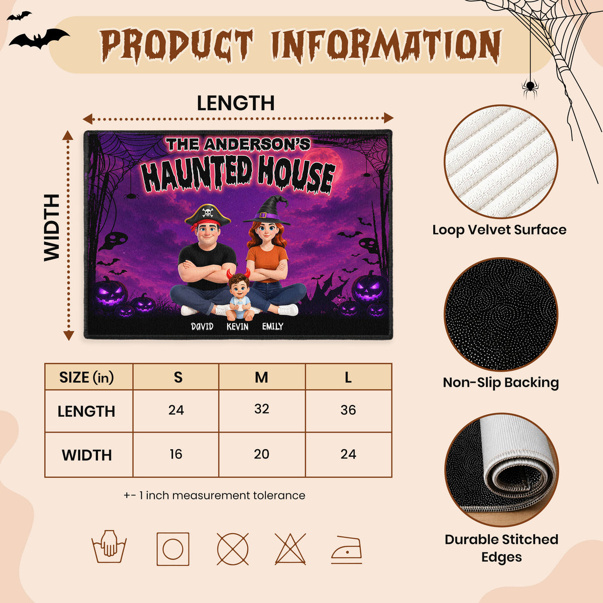 Personalized Halloween Family Door Mat - Custom Family Name Haunted House Doormat - Spooky Porch Decor, Halloween Housewarming Gift