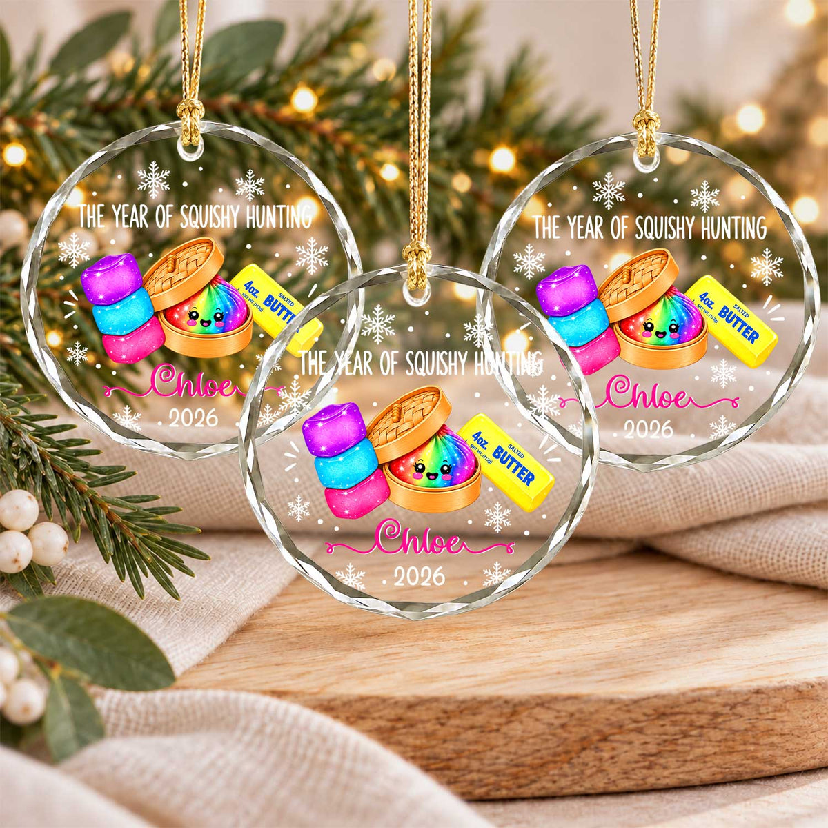 Personalized Squishies Christmas Ornament, Custom Name Year Keepsake, Christmas Gift for Kids