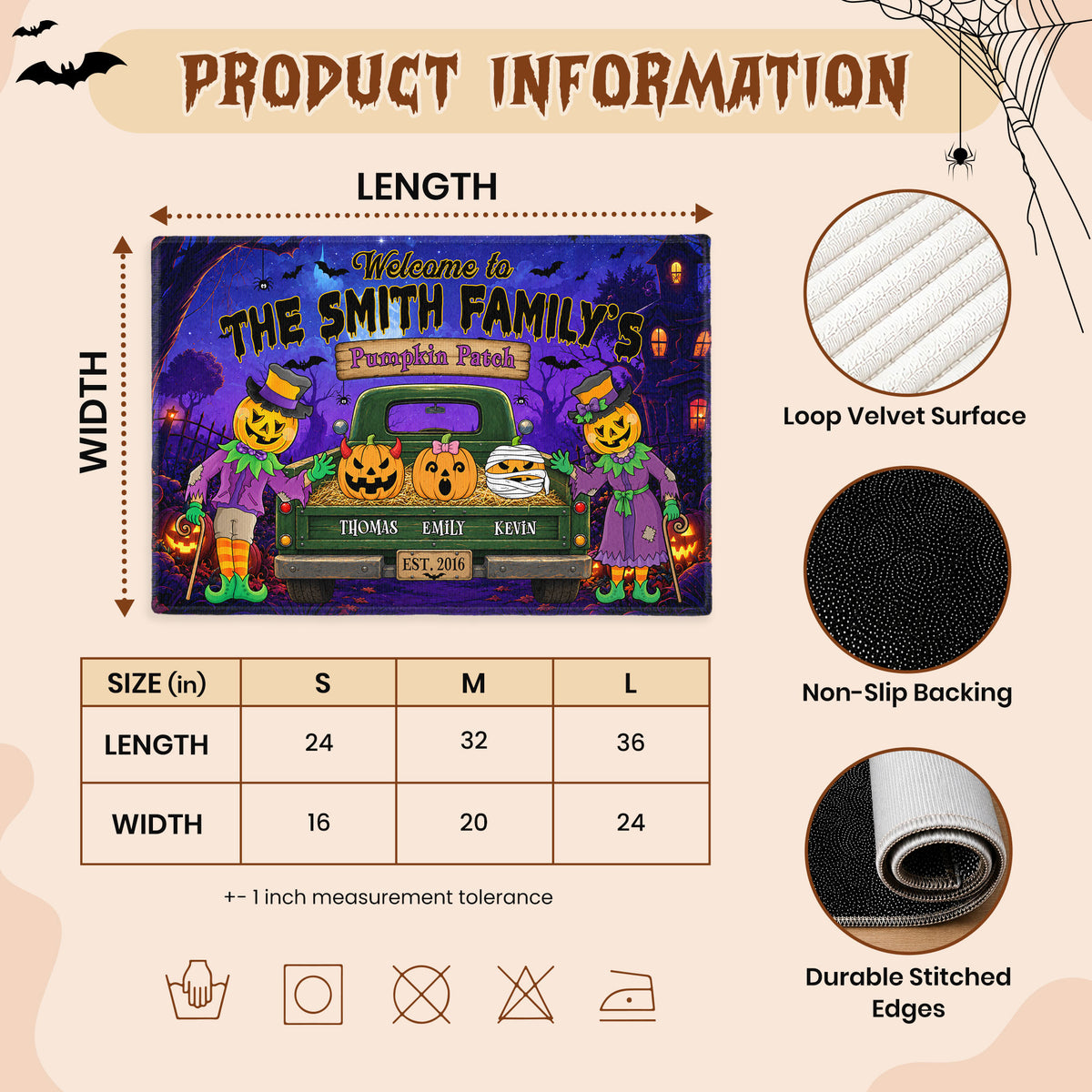 Personalized Halloween Doormat - Family's Pumpkin Patch - Custom Family Name Mat - Spooky Home Decor for Family