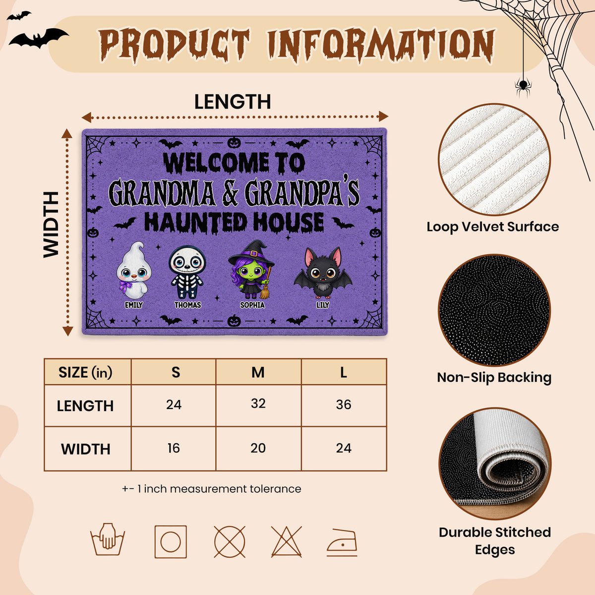 Personalized Halloween Doormat - Grandma & Grandpa Haunted House Mat - Spooky Halloween Family Gift
