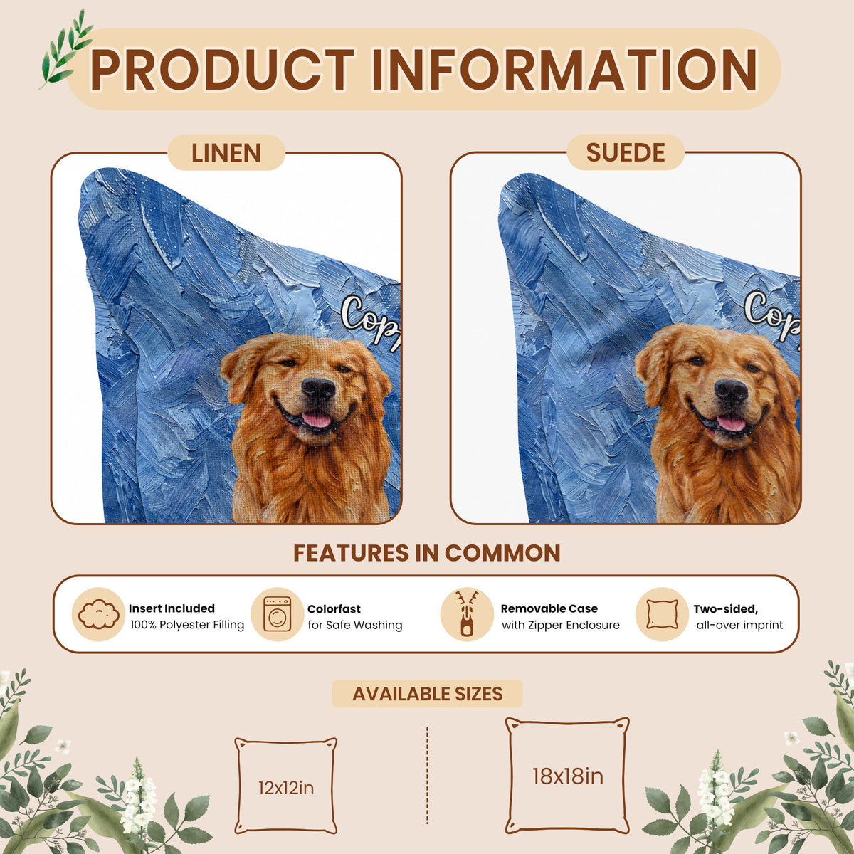 Personalized Pet Pillow - Custom Pet Portrait Oil Painting Pillow - Pet Lover Gift