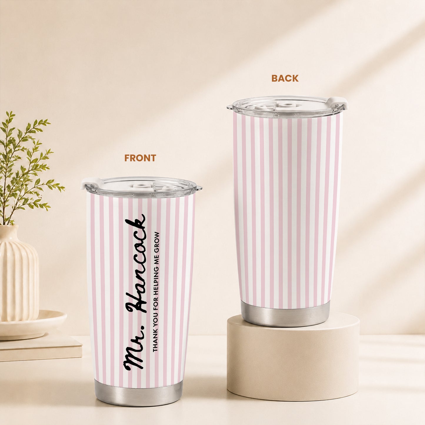 Personalized Teacher Tumbler - Thank You For Helping Me Grow - Custom Teacher Name Stainless Steel Tumbler, Back To School Teacher Gift