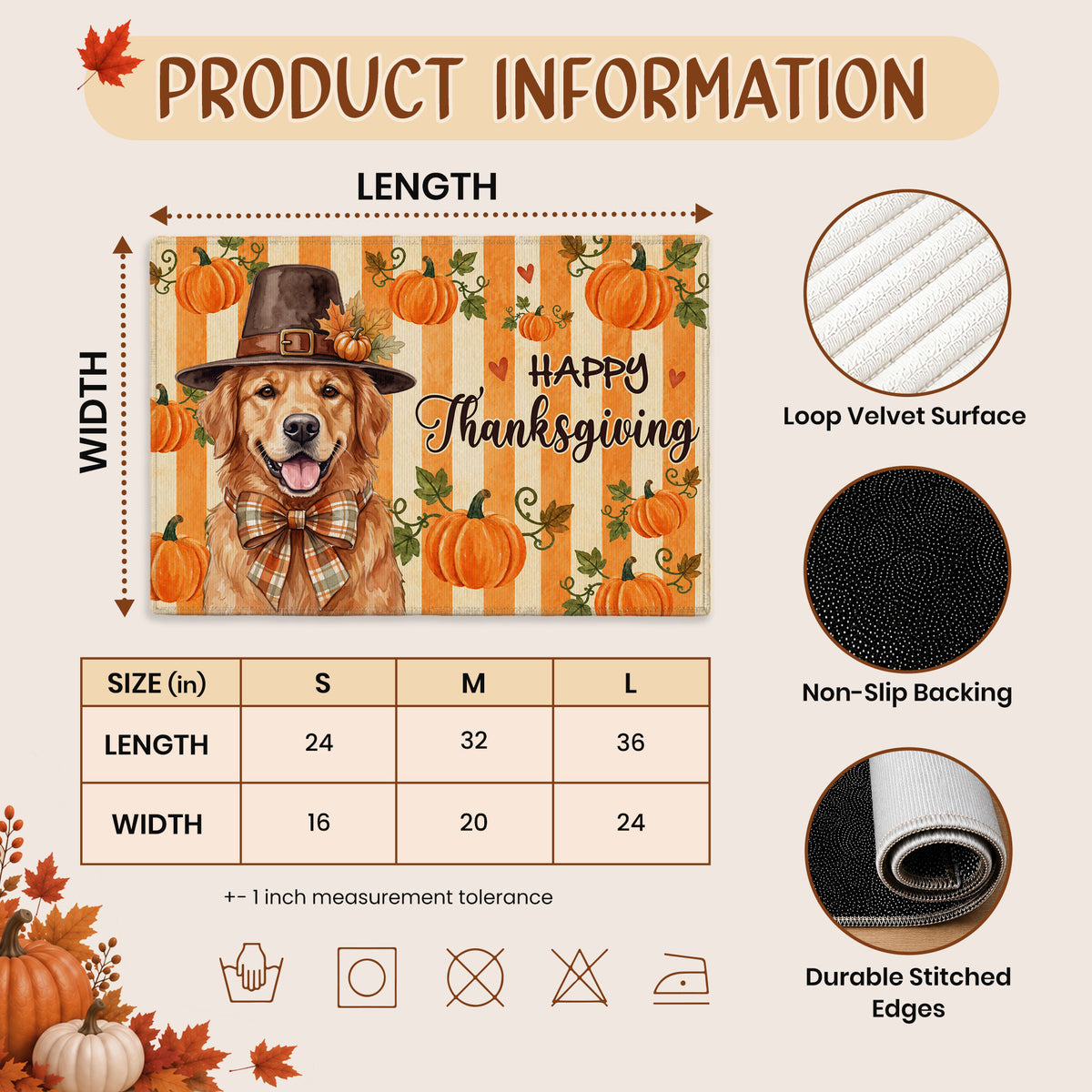 Personalized Thanksgiving Doormat – Custom Pet Portrait Door Mat - Thanksgiving Mat for Pet Lovers