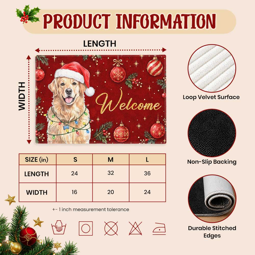 Personalized Christmas Doormat – Custom Pet Portrait Welcome Door Mat - Christmas Gift for Pet Lovers