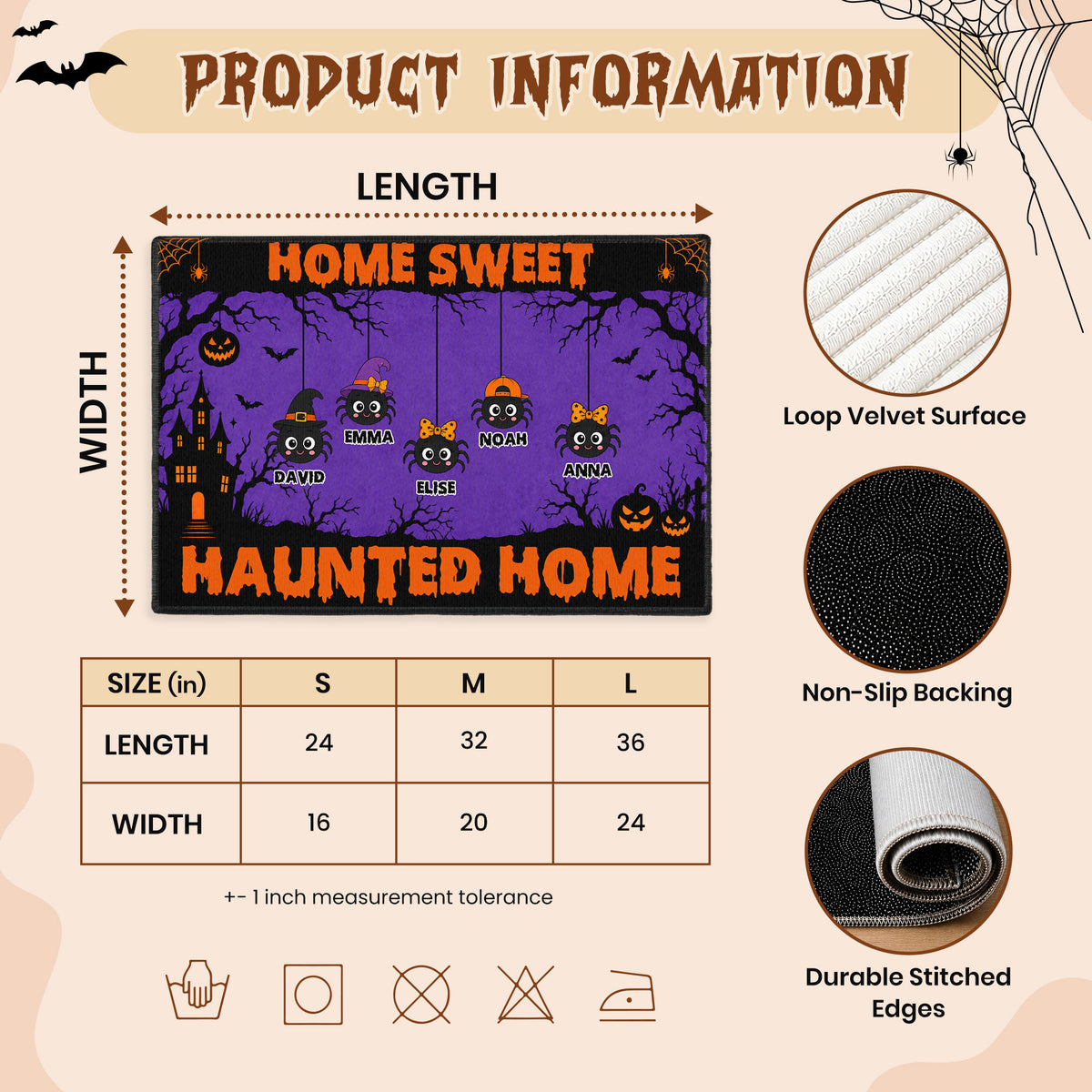 Personalized Halloween Doormat - Custom Family Name Halloween Mat - Home Sweet Haunted Home - Spooky Home Decor