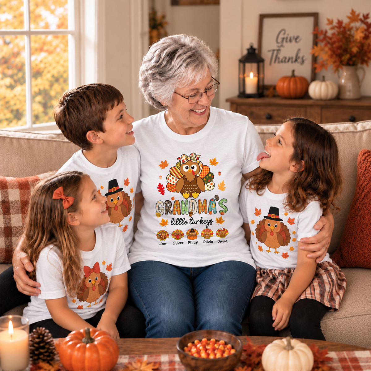 Personalized Thanksgiving Shirt - Grandma's Little Turkeys Shirt - Gift for Grandma, Mom