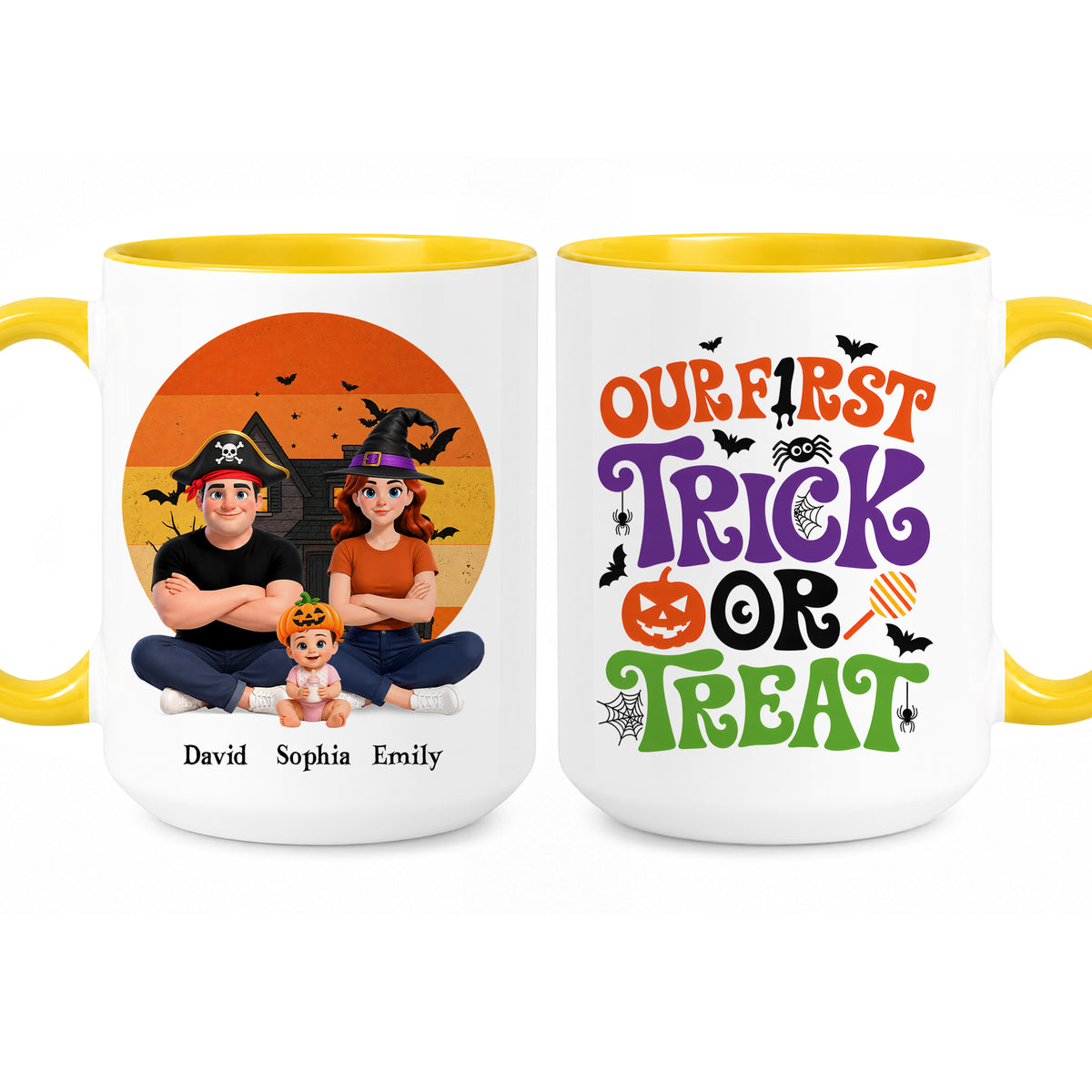 Personalized Halloween Family Mug - Our First Trick or Treat Accent Mug - New Family Halloween Gift