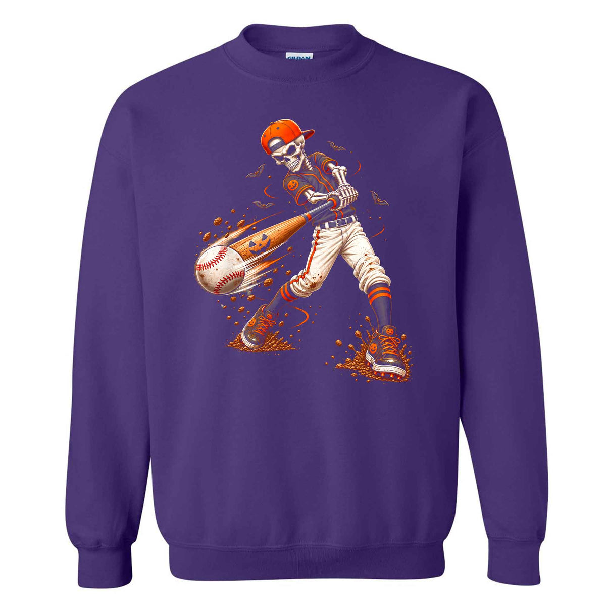 Baseball Skeleton Graphic Halloween Sweatshirt, Spooky Baseball Player Shirt, Funny Halloween Gift