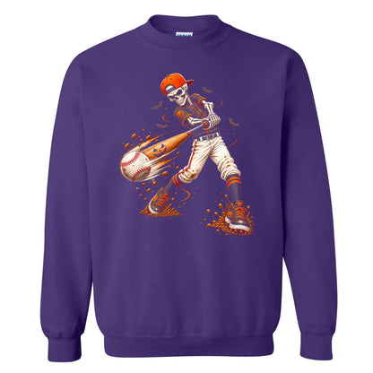 Baseball Skeleton Graphic Halloween Sweatshirt, Spooky Baseball Player Shirt, Funny Halloween Gift