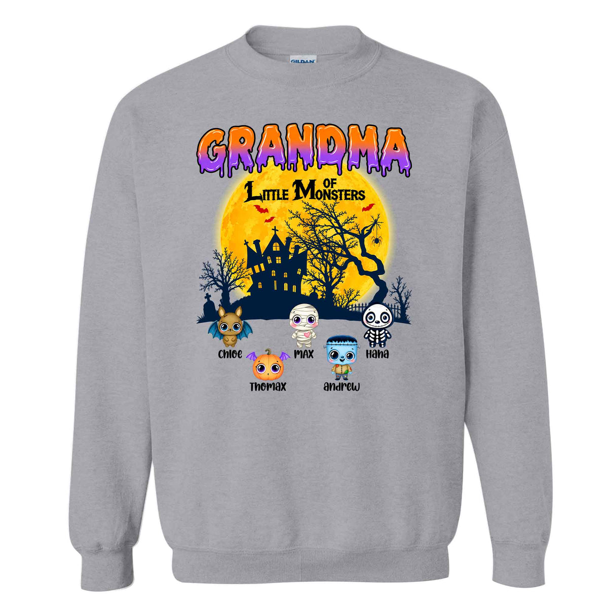 Personalized Grandma Monster Halloween Sweatshirt, Custom Characters & Names Halloween Family Gift