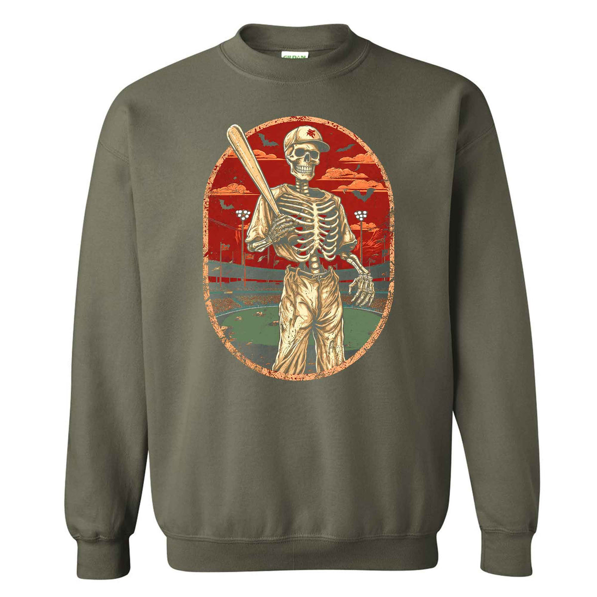 Baseball Skeleton Graphic Halloween Sweatshirt, Spooky Baseball Player Shirt, Funny Halloween Gift