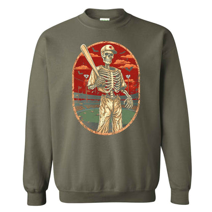 Baseball Skeleton Graphic Halloween Sweatshirt, Spooky Baseball Player Shirt, Funny Halloween Gift