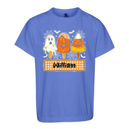 Personalized Halloween Sweatshirt, Custom Name Spooky Ghost Pumpkin, Halloween Gift for Boy & Girl