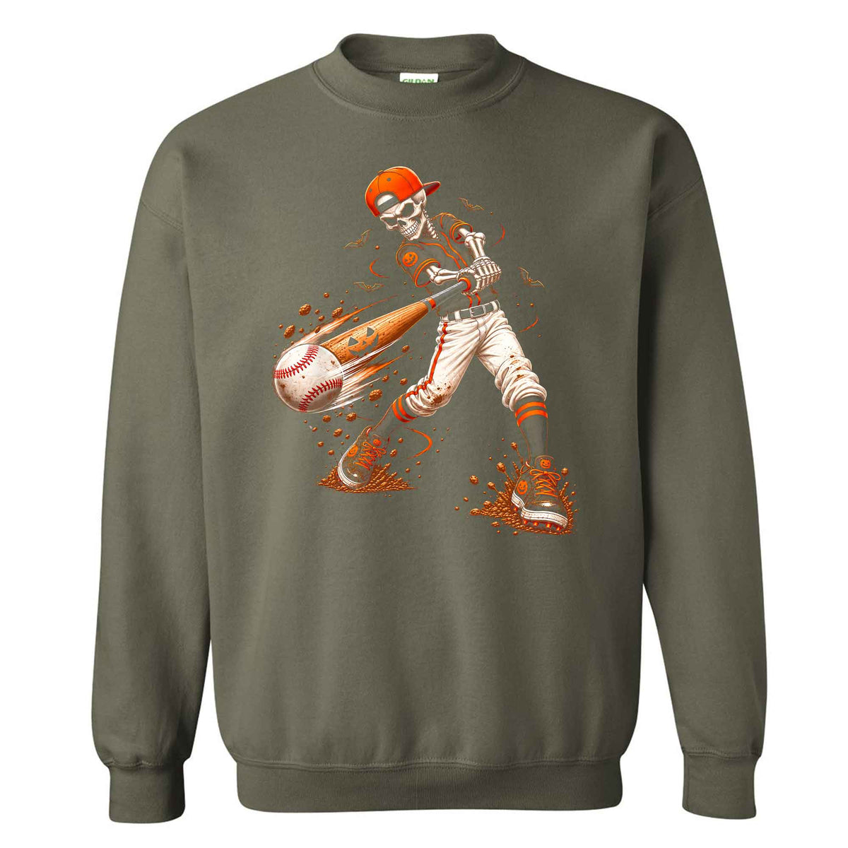 Baseball Skeleton Graphic Halloween Sweatshirt, Spooky Baseball Player Shirt, Funny Halloween Gift
