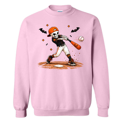 Baseball Skeleton Graphic Halloween Sweatshirt, Spooky Baseball Player Shirt, Funny Halloween Gift