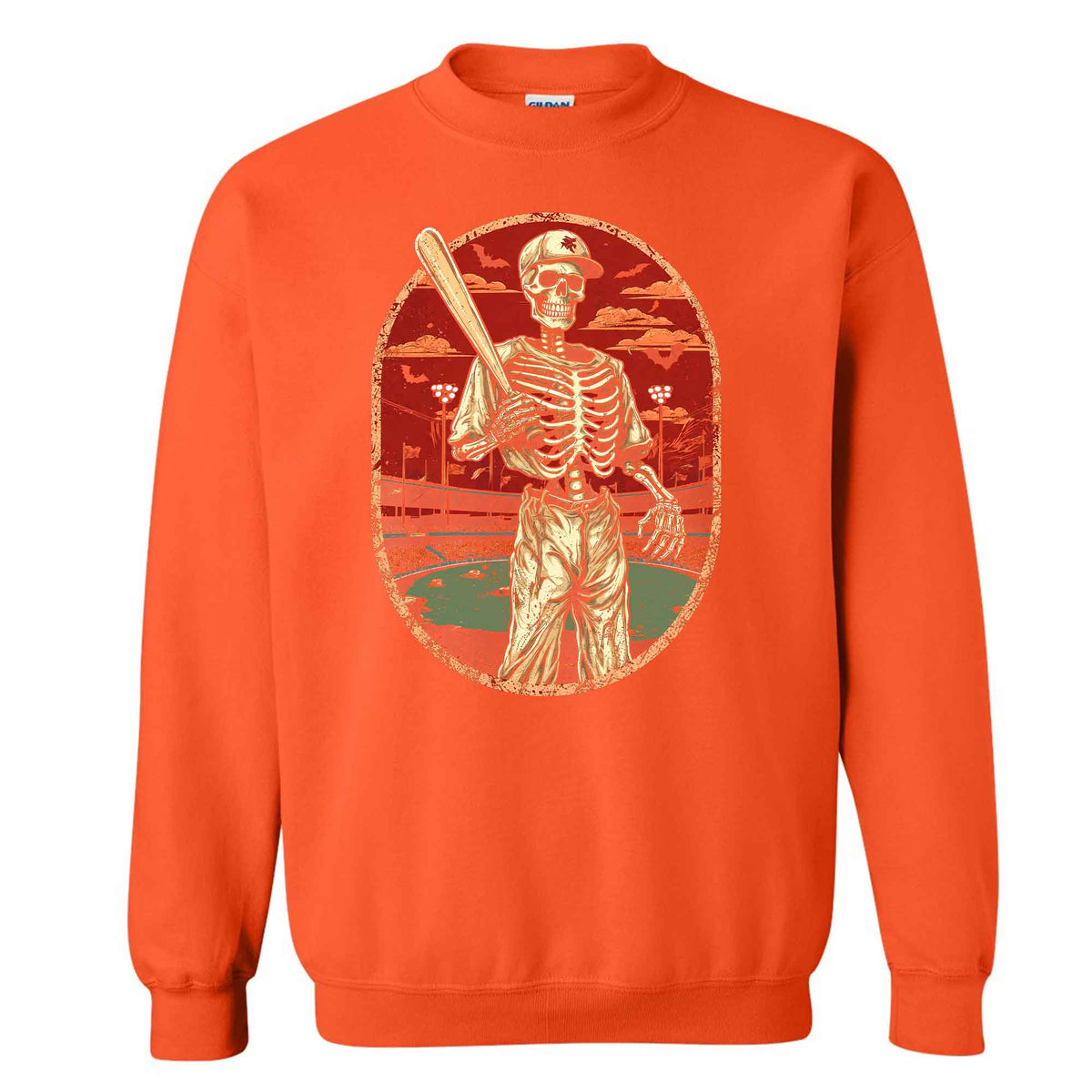 Baseball Skeleton Graphic Halloween Sweatshirt, Spooky Baseball Player Shirt, Funny Halloween Gift