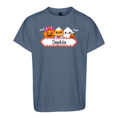 Personalized Halloween Sweatshirt, Custom Name Spooky Ghost Pumpkin, Halloween Gift for Boy & Girl