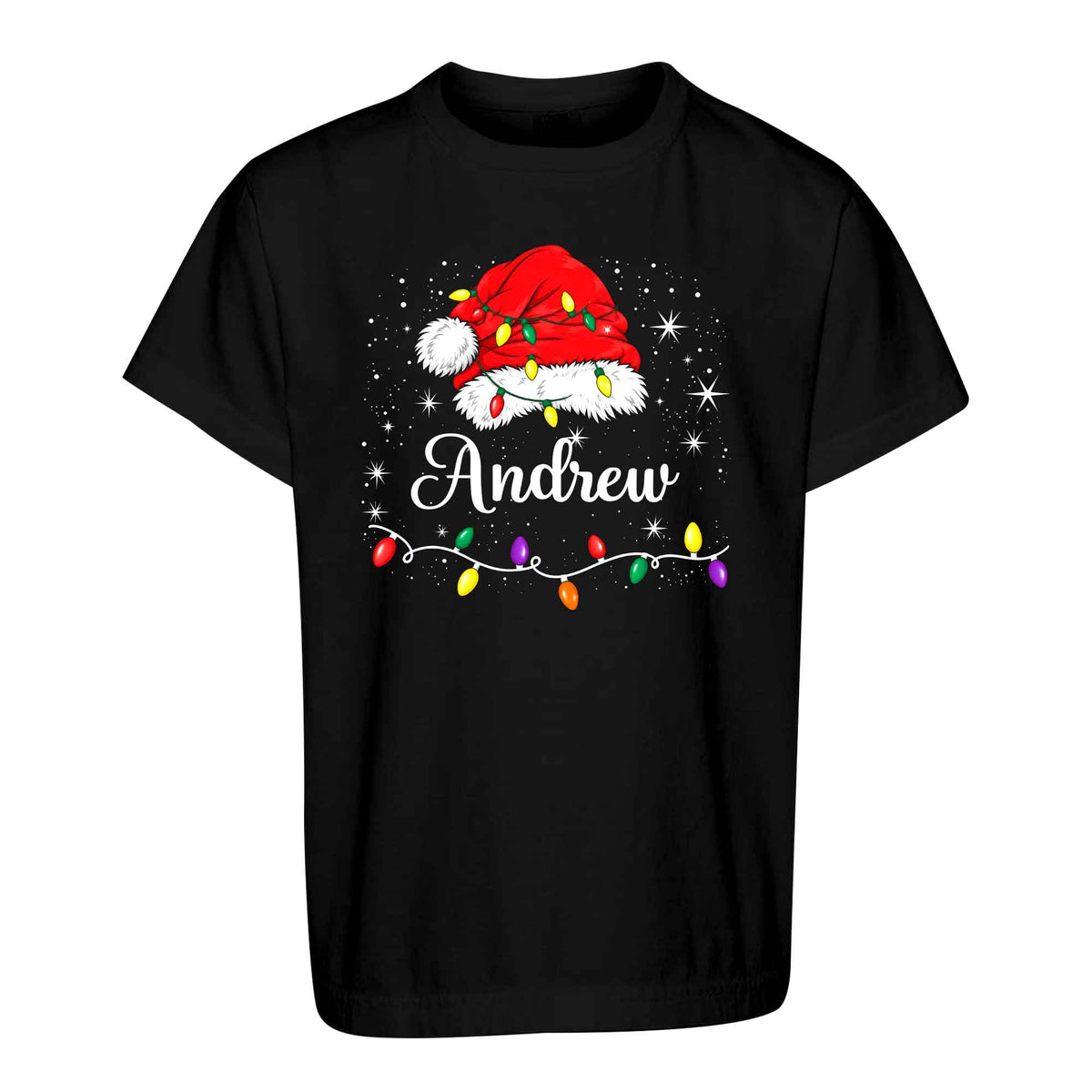 Personalized Family Christmas Shirts, Matching Santa Hat Tees, Custom Name Holiday Gift