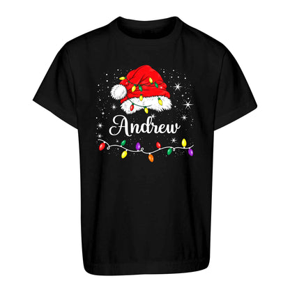 Personalized Family Christmas Shirts, Matching Santa Hat Tees, Custom Name Holiday Gift