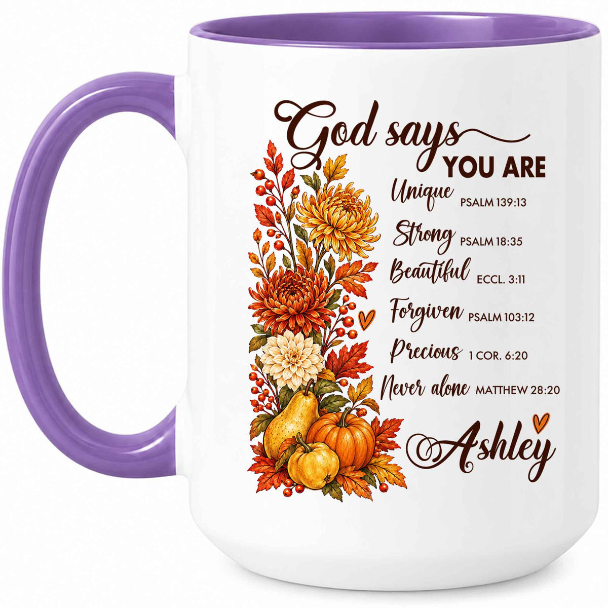 Personalized Thanksgiving Mug - God Says You Are Christian Coffee Cup - Fall Faith Gift for Friends, Self Gift
