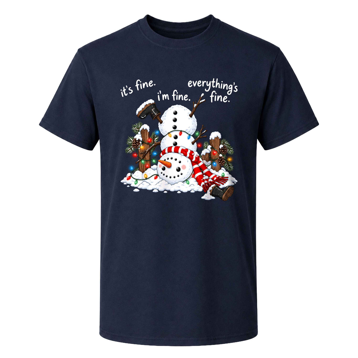 Funny Snowman Christmas Sweatshirt, Everything Is Fine Holiday Graphic Tee, Christmas Gift