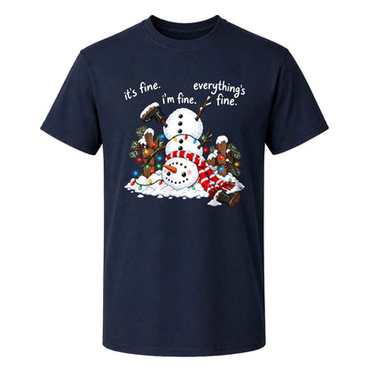 Funny Snowman Christmas Sweatshirt, Everything Is Fine Holiday Graphic Tee, Christmas Gift