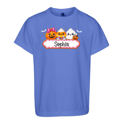 Personalized Halloween Sweatshirt, Custom Name Spooky Ghost Pumpkin, Halloween Gift for Boy & Girl