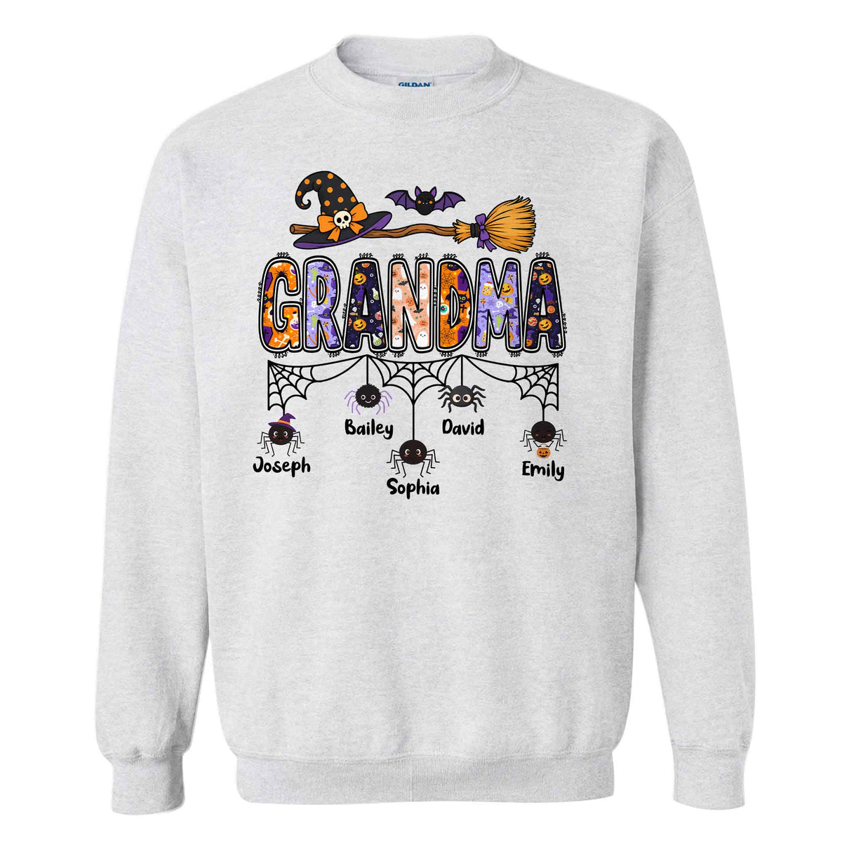 Personalized Halloween Grandma Shirt - Custom Name Spider Web - Halloween Gift for Grandma, Mom