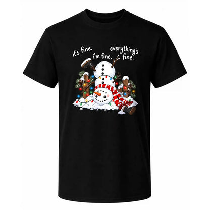 Funny Snowman Christmas Sweatshirt, Everything Is Fine Holiday Graphic Tee, Christmas Gift