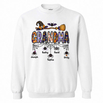 Personalized Halloween Grandma Shirt - Custom Name Spider Web - Halloween Gift for Grandma, Mom