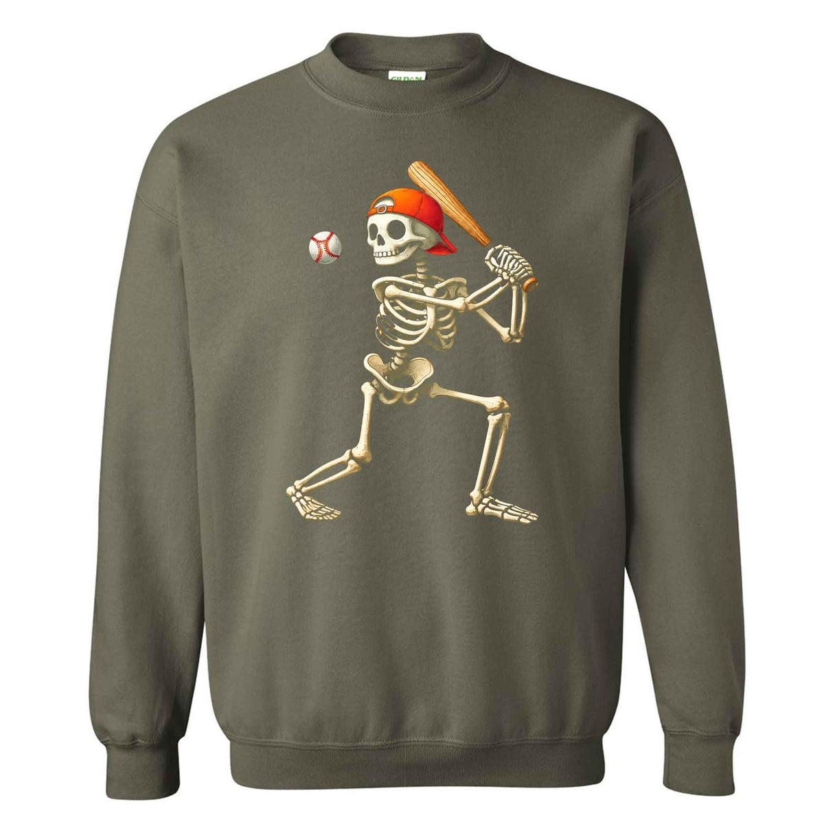 Baseball Skeleton Graphic Halloween Sweatshirt, Spooky Baseball Player Shirt, Funny Halloween Gift