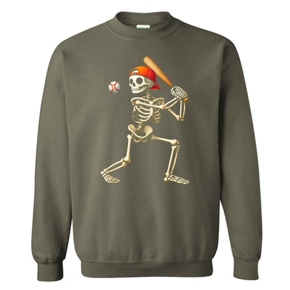 Baseball Skeleton Graphic Halloween Sweatshirt, Spooky Baseball Player Shirt, Funny Halloween Gift