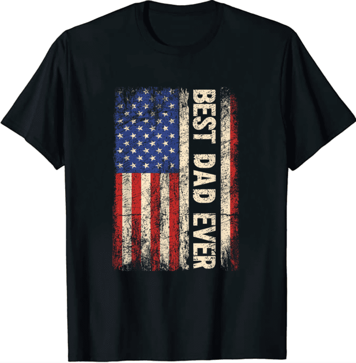 Vintage Best Dad American Flag Father’s Day 2024 Unisex T-Shirt For Adult Kids
