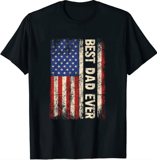Vintage Best Dad American Flag Father’s Day 2024 Unisex T-Shirt For Adult Kids