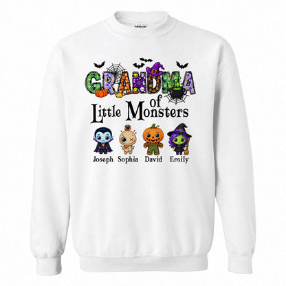 Personalized Halloween Sweatshirt - Grandma's Little Monster - Halloween Family Gift