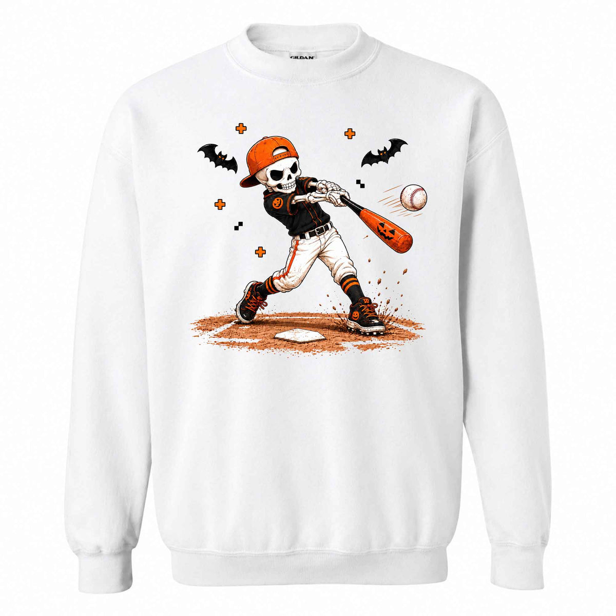 Baseball Skeleton Graphic Halloween Sweatshirt, Spooky Baseball Player Shirt, Funny Halloween Gift